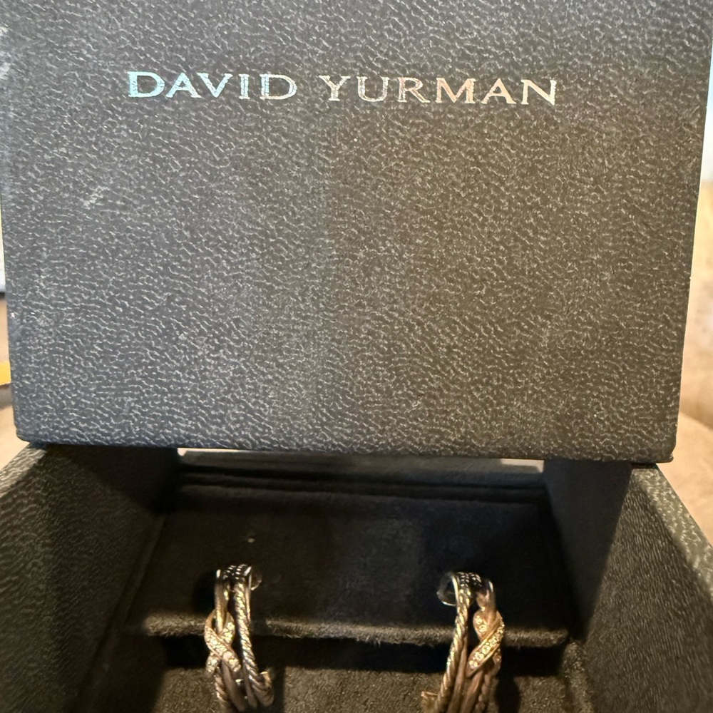 David Yuman Small X Silver and Diamond Earrings